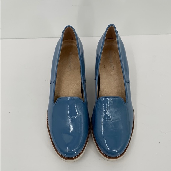 Vionic Willa wedge loafer shoe slip-on blue patent shiny platform lug women 10 - Picture 4 of 6